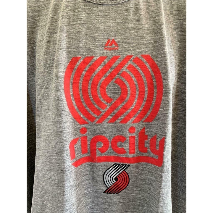 Portland Trailblazers Mens Size 2XL Gray Majestic Shirt Image 2