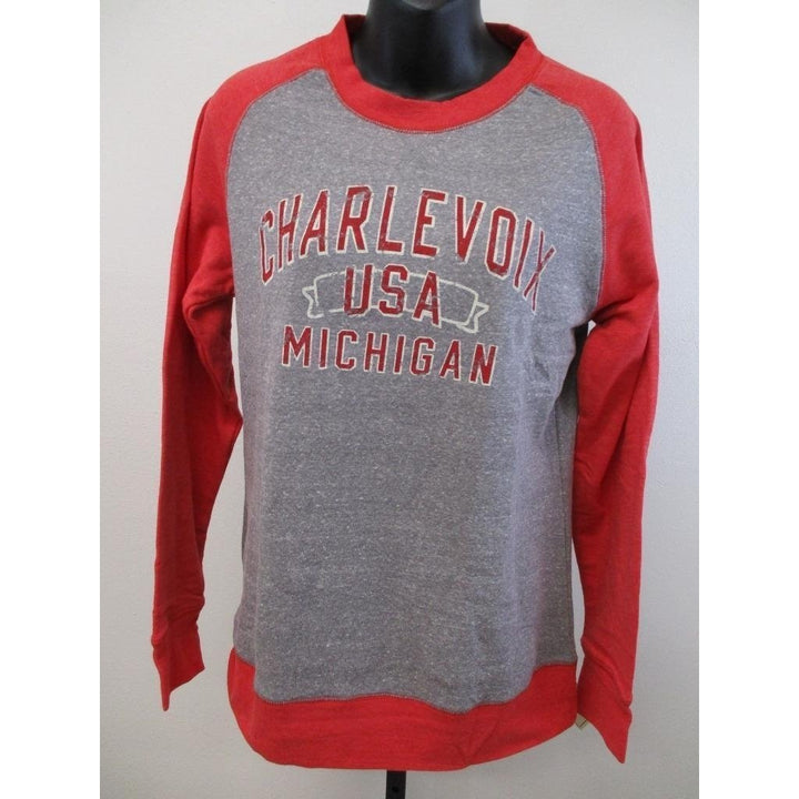 Charlevoix MI Michigan Womens Size M Medium Gray/Red Sweatshirt Image 1