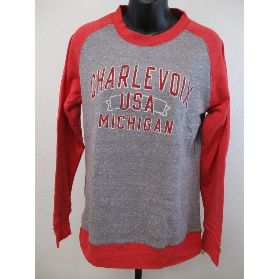 Charlevoix MI Michigan Womens Size M Medium Gray/Red Sweatshirt Image 1