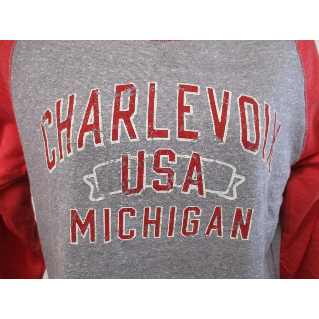 Charlevoix MI Michigan Womens Size M Medium Gray/Red Sweatshirt Image 2