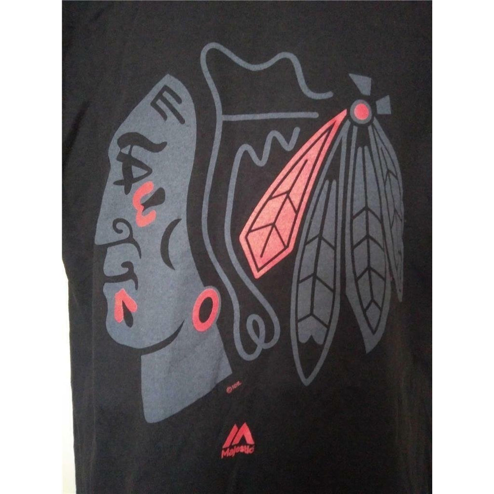 Chicago Blackhawks Youth Size M Medium Black Majestic Shirt Image 2