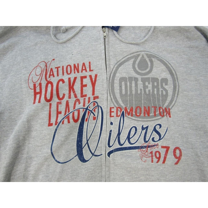 Edmonton Oilers 1979 Mens Size L Large Gray Full Zip Jacket with Hood Image 3