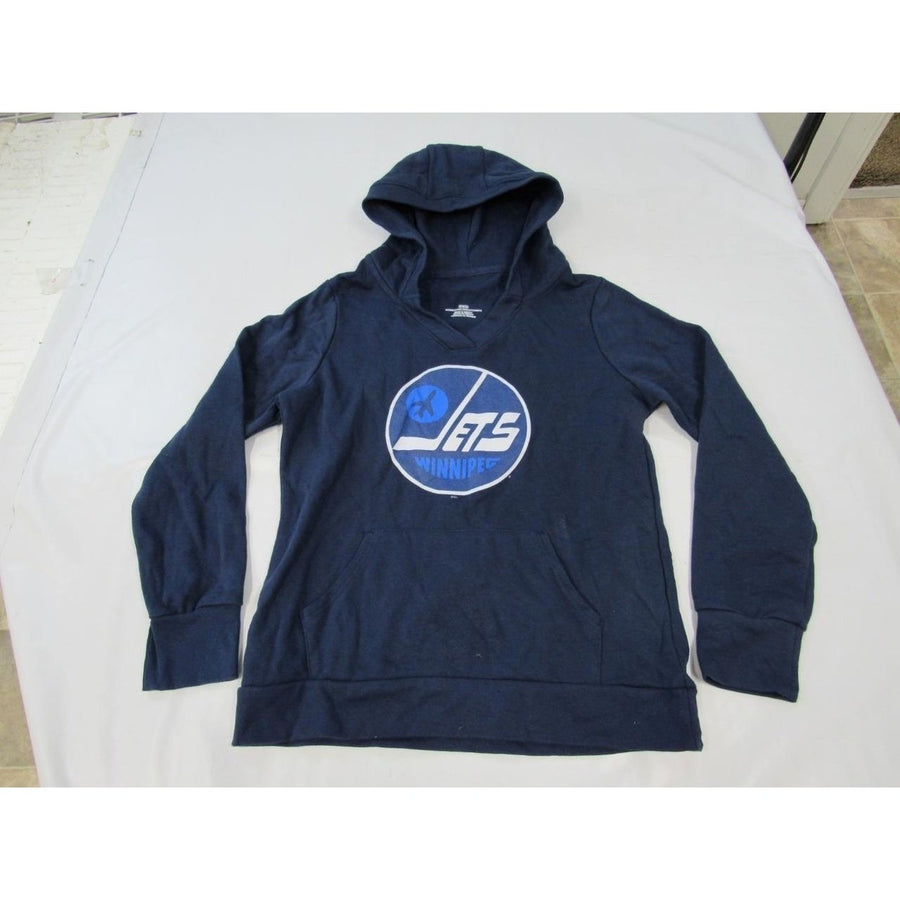 Winnipeg Jets Womens Size M Medium Navy Blue V-Neck Hoodie Image 1