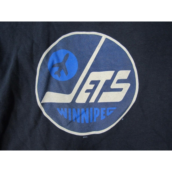 Winnipeg Jets Womens Size M Medium Navy Blue V-Neck Hoodie Image 3