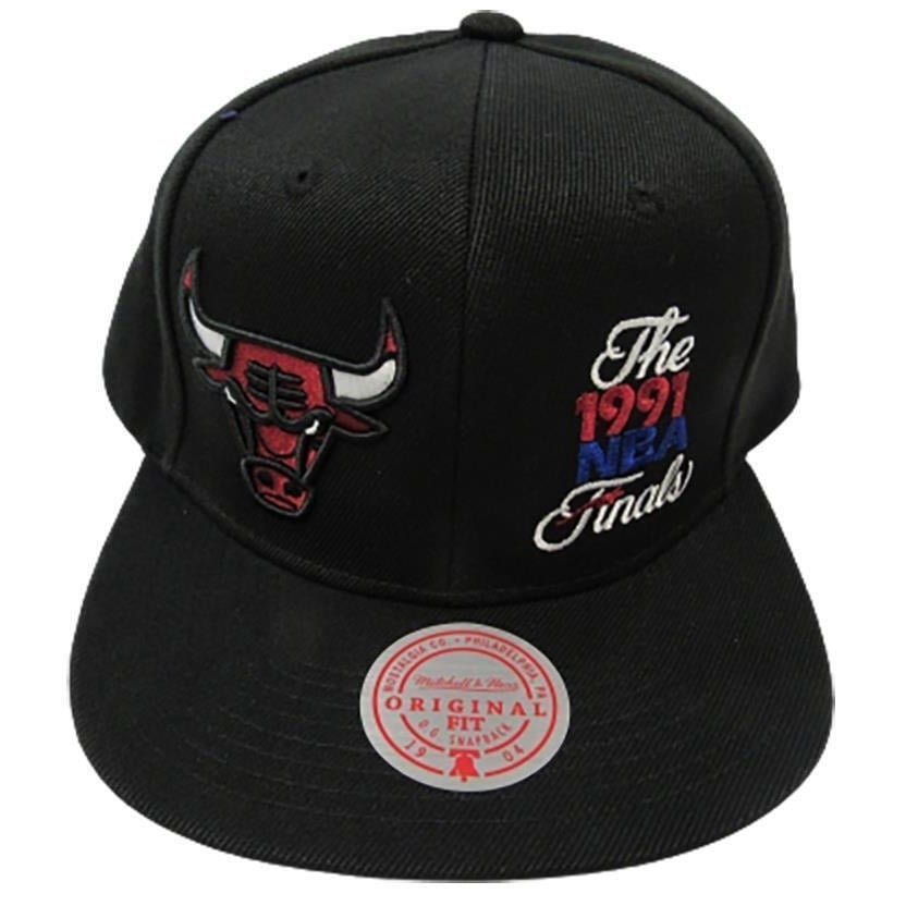 1991 Finals Chicago Bulls Mitchell and Ness Mens Size OSFA Snapback Flatbrim Hat Image 1