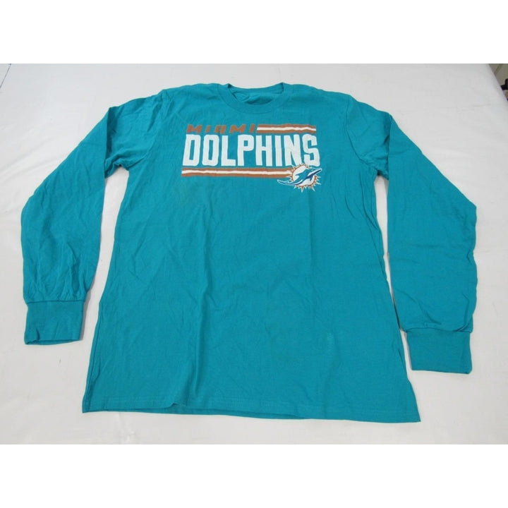 Miami Dolphins YOUTH Size 18/20 XL XLarge Long Sleeve Aqua Shirt Image 2