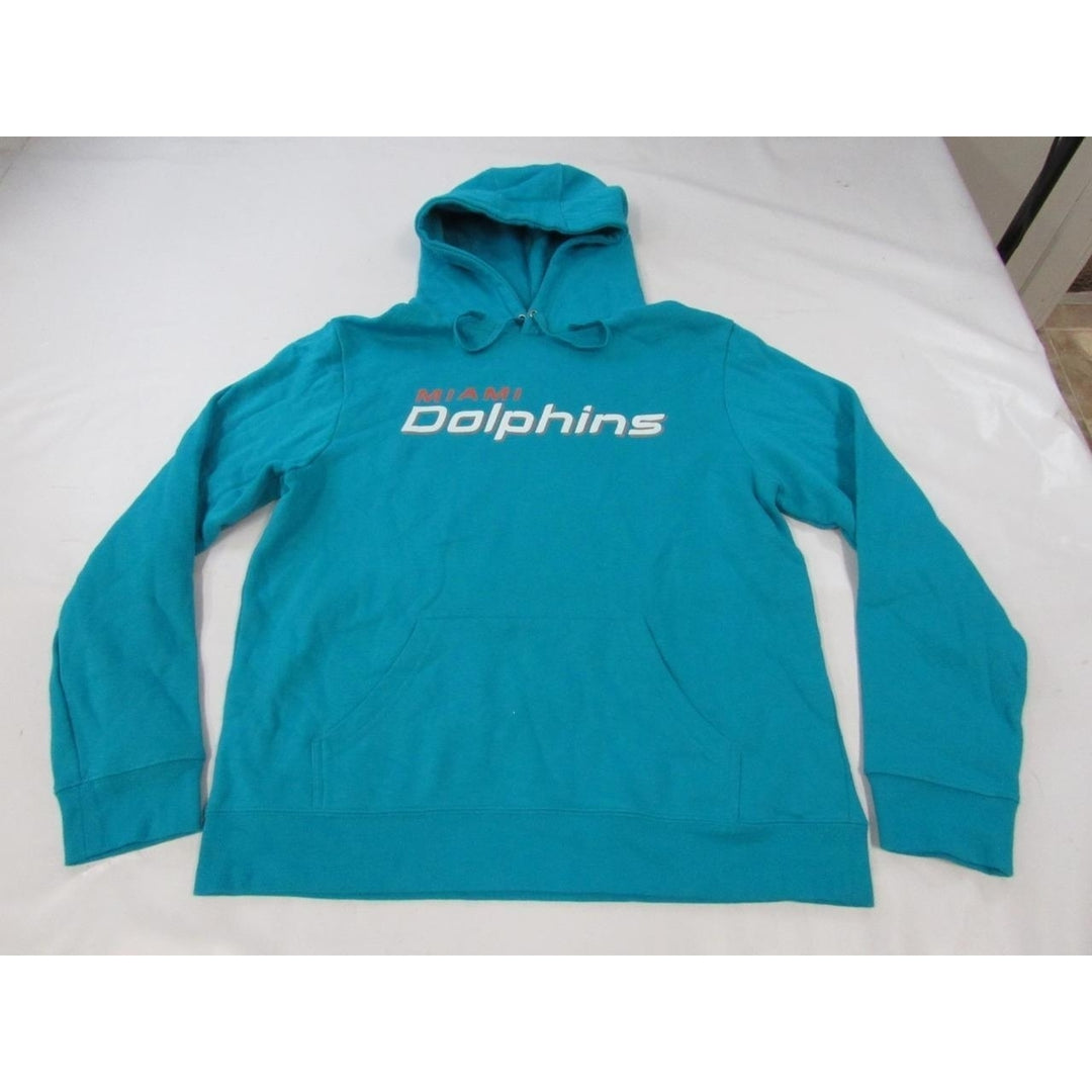 Miami Dolphins 1 Dad Mens Size L Large Aqua Hoodie Image 1