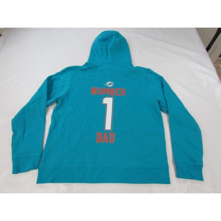 Miami Dolphins 1 Dad Mens Size L Large Aqua Hoodie Image 2