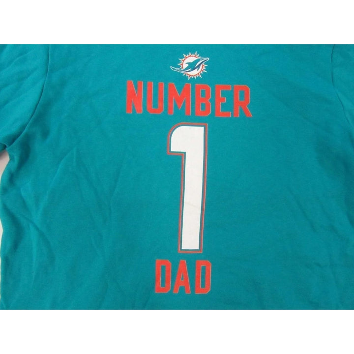 Miami Dolphins 1 Dad Mens Size L Large Aqua Hoodie Image 4