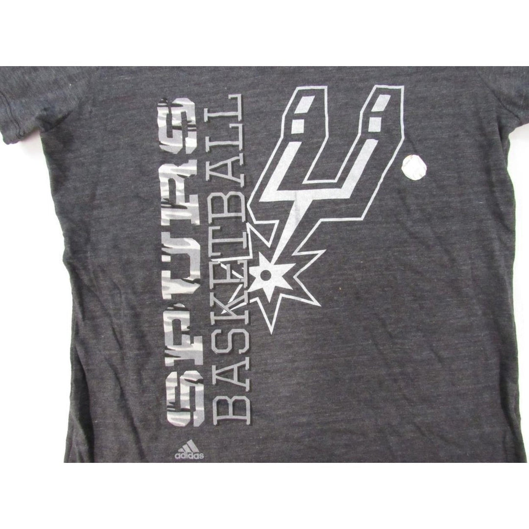 San Antonio Spurs Basketball Womens Size XL XLarge Gray Adidas V-Neck Shirt Image 4