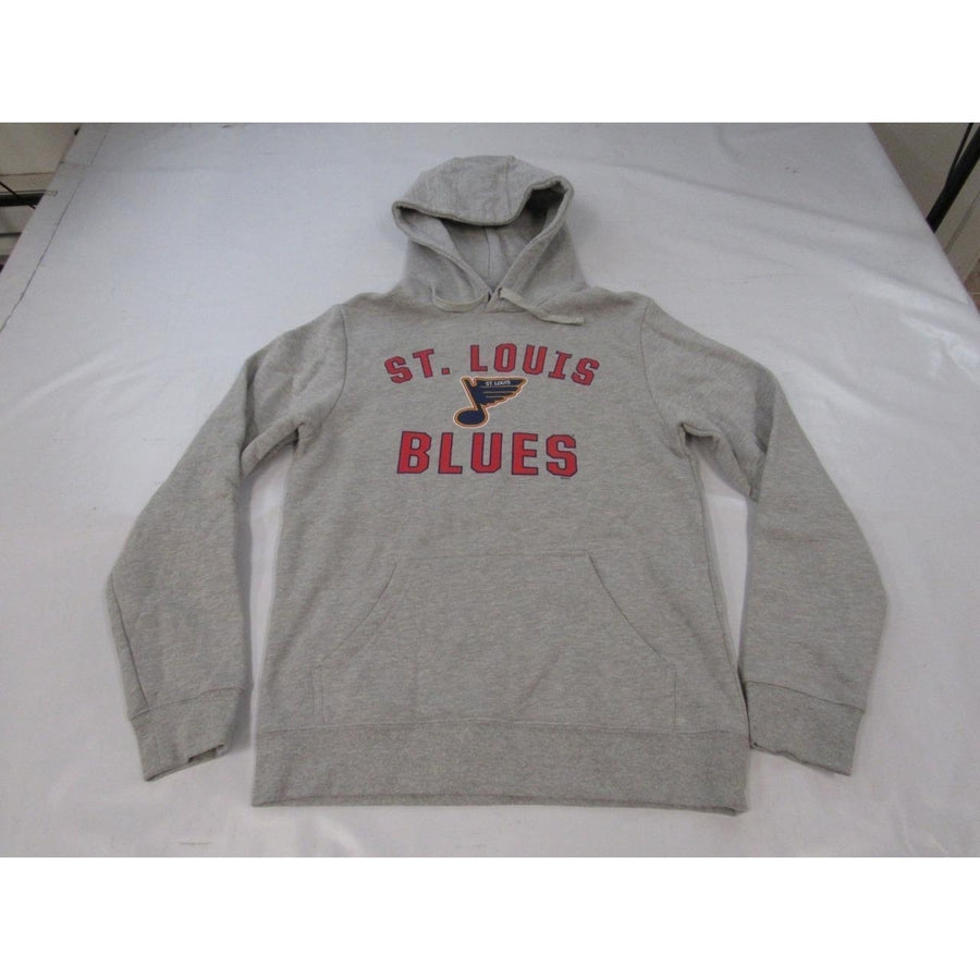 St Louis Blues Mens Size M Medium Light Heather Gray Hoodie Image 1