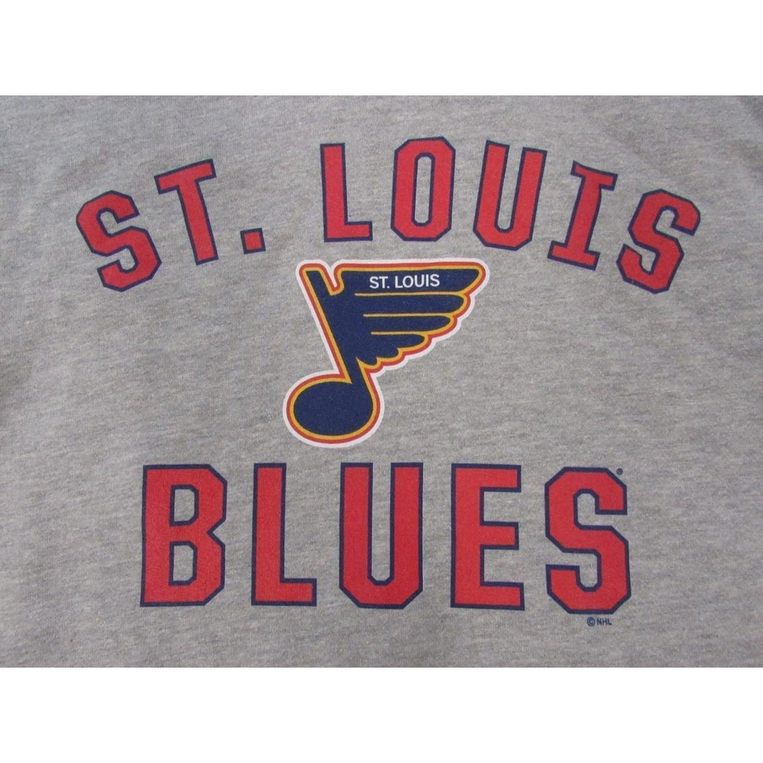 St Louis Blues Mens Size M Medium Light Heather Gray Hoodie Image 3