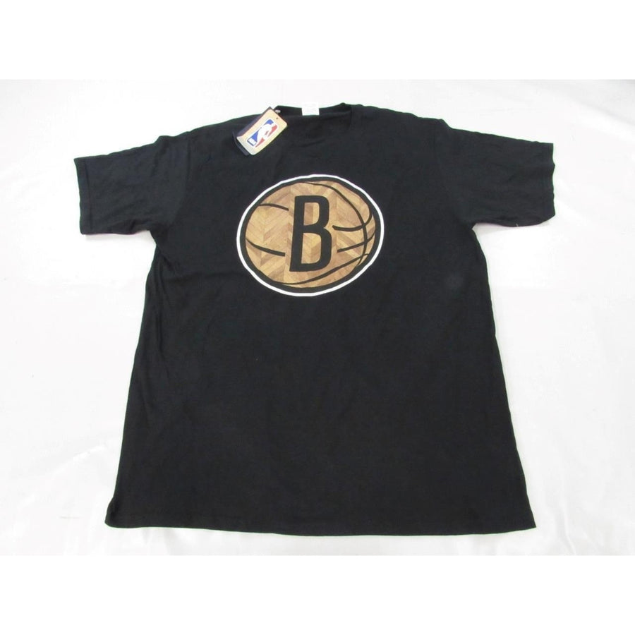 Brooklyn York Nets Mens Size L Large Black Shirt w/ Wood Style Print Image 1