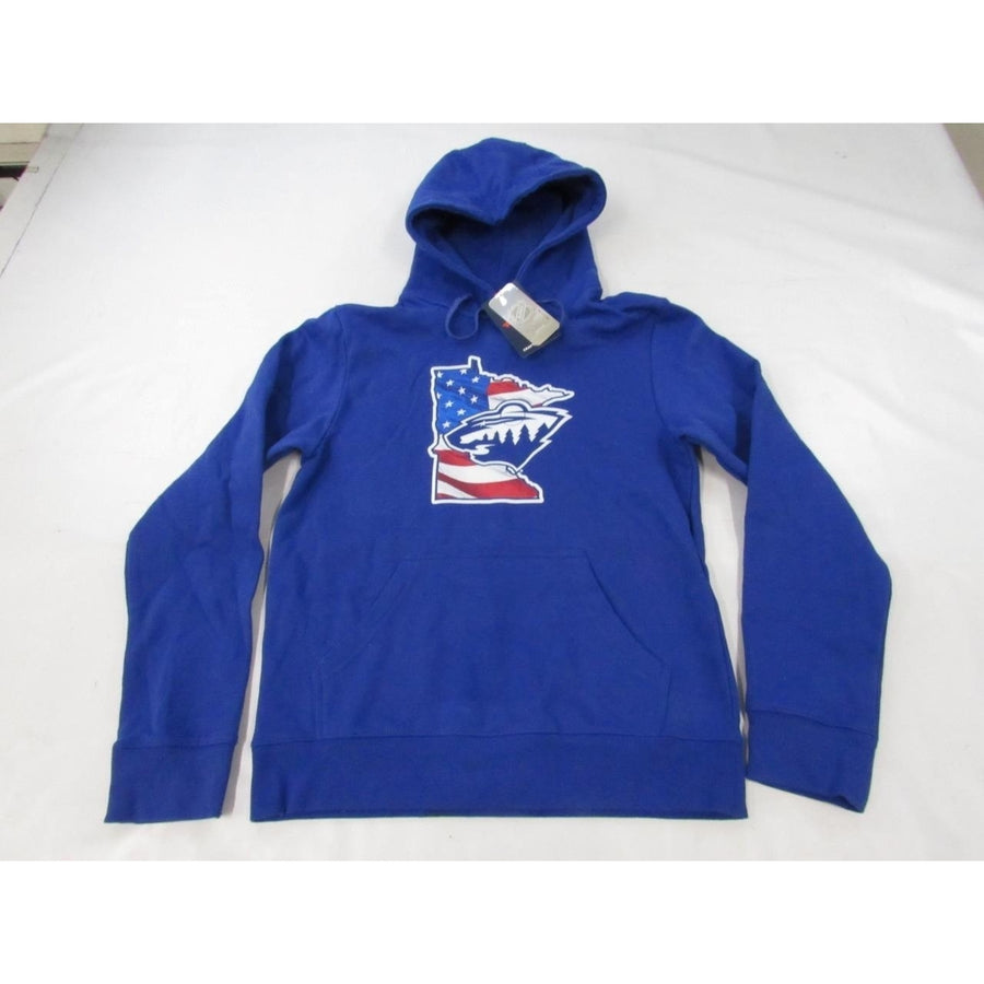 Minnesota Wild Patriotic Mens Size S Small Blue Hoodie Image 1