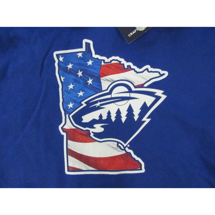 Minnesota Wild Patriotic Mens Size S Small Blue Hoodie Image 3