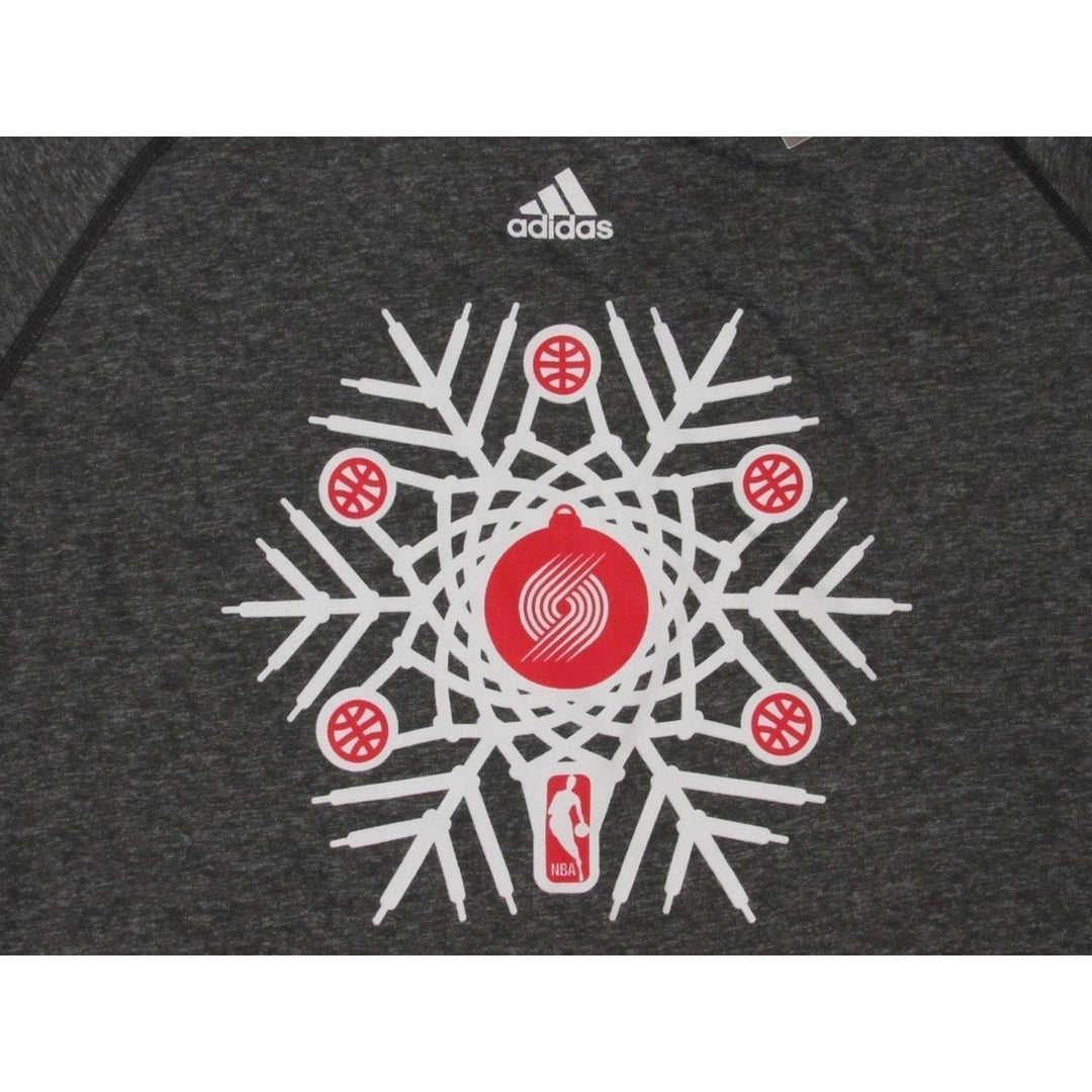 Portland Trail Blazers Mens Size M Medium Gray Adidas Climalite Shirt 30 Image 3