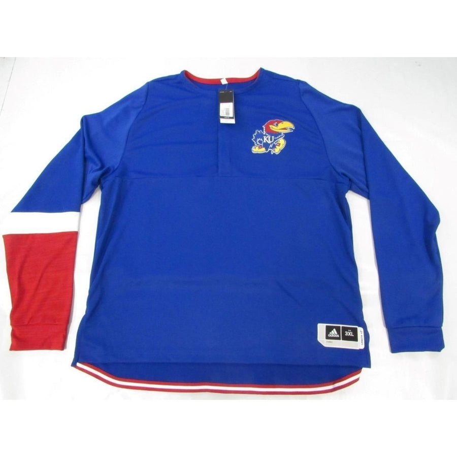 Kansas Jayhawks Mens Size 3XL+2 Adidas Blue 2 Button Pullover Jacket Image 1