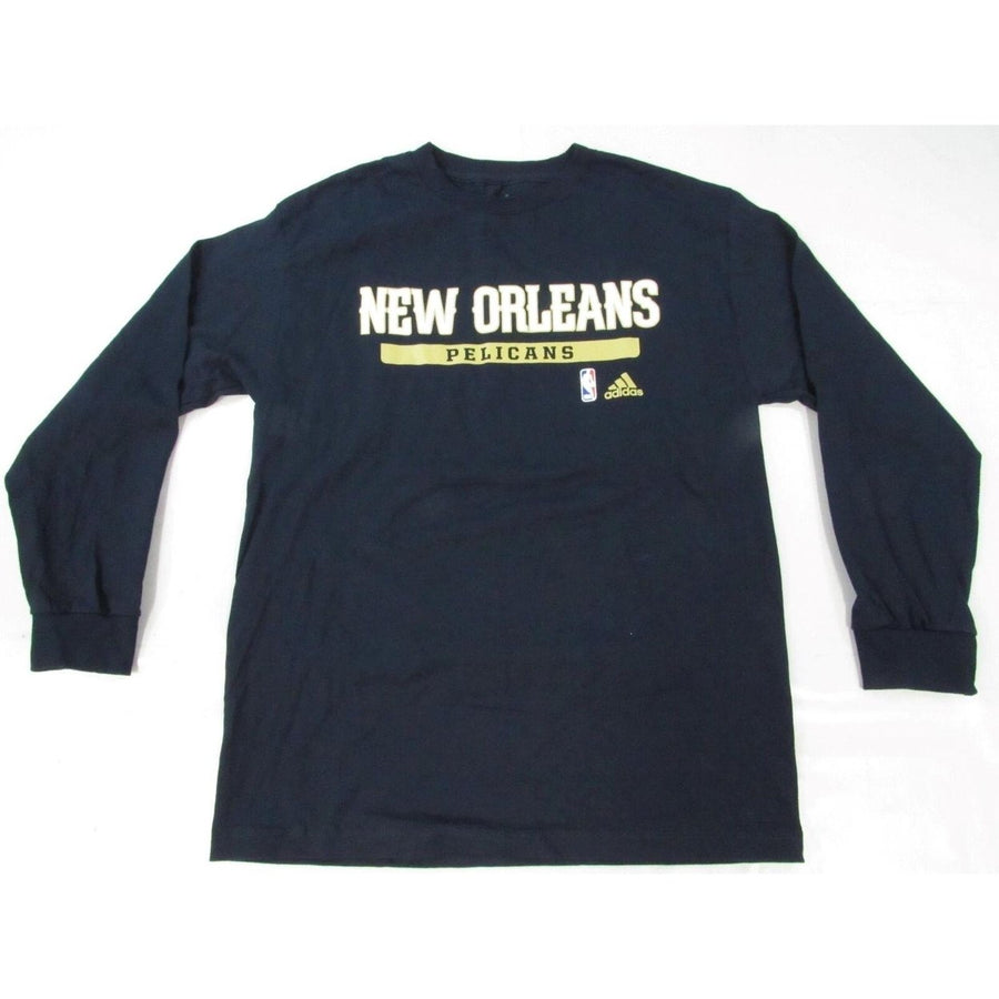 Orleans Pelicans Mens Size M Medium Navy Blue Adidas Long Sleeve Shirt Image 1