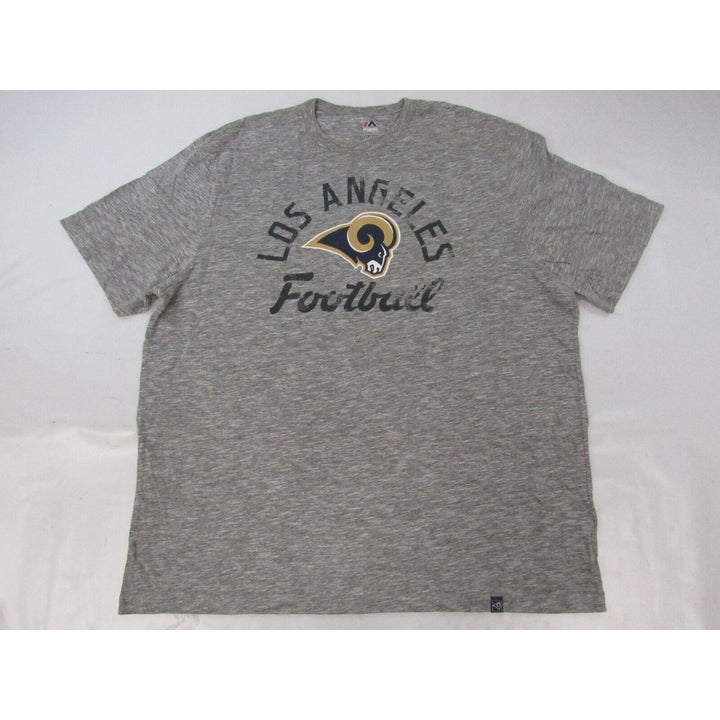 Los Angeles Rams Mens Size 2XL Gray Majestic Shirt w/ Distressed Print Image 1