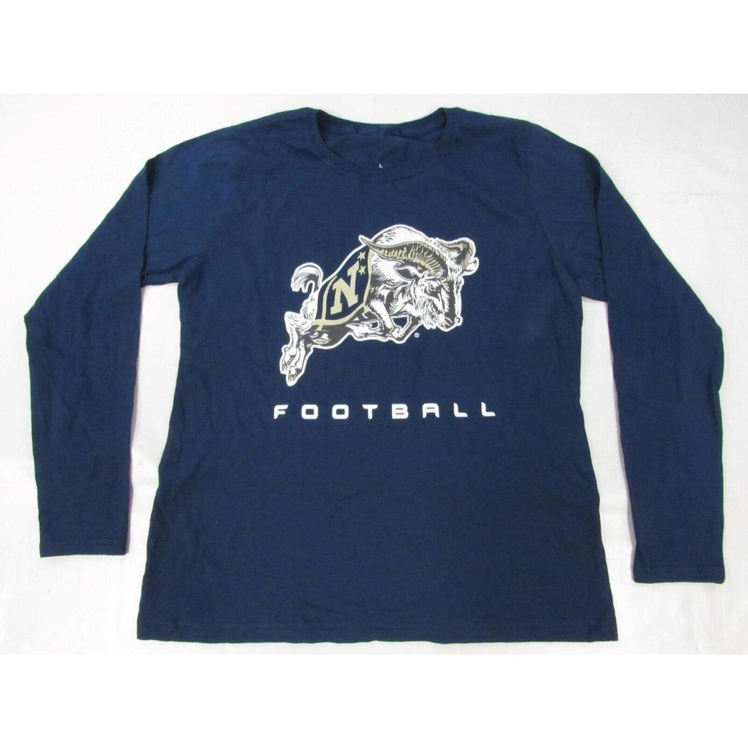 Navy Midshipmen Football Mens Size L Large Blue Long Sleeve Shirt Image 1