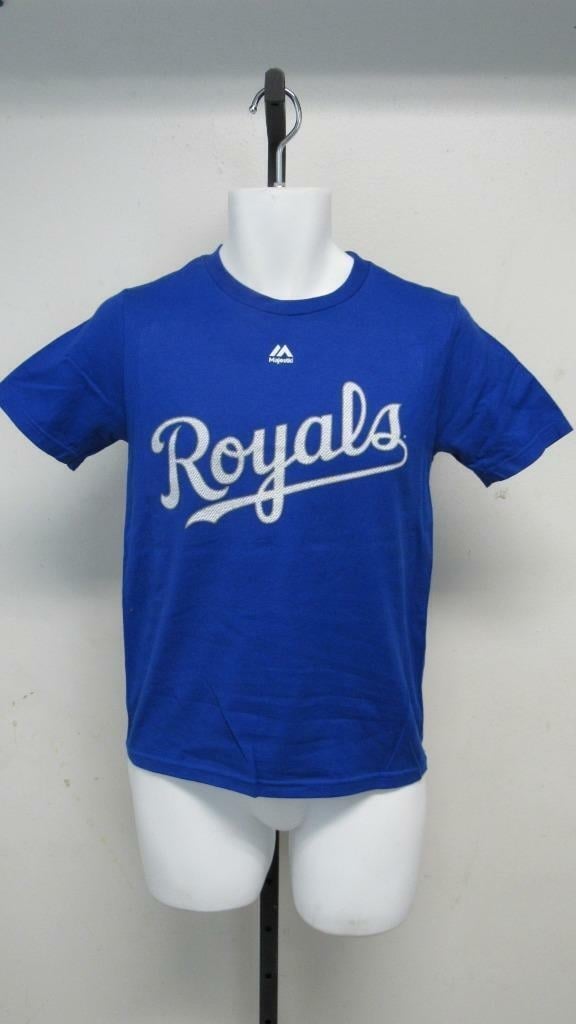 Kansas City Royals 8 Michael Moustakas Youth Size M (10/12) Blue Shirt Image 1