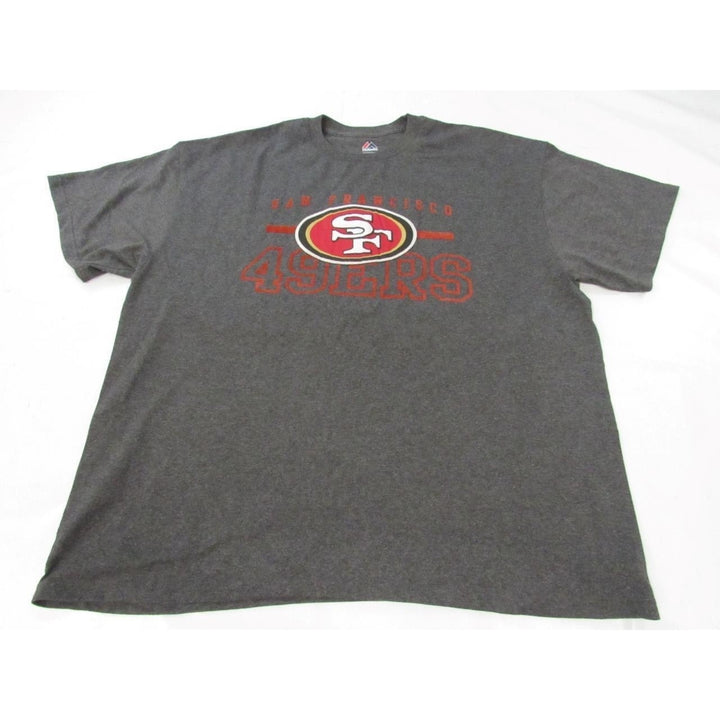 San Francisco 49ers Mens Size 2XL CharcoalGray Majestic Shirt w/ Fuzzy Print Image 1