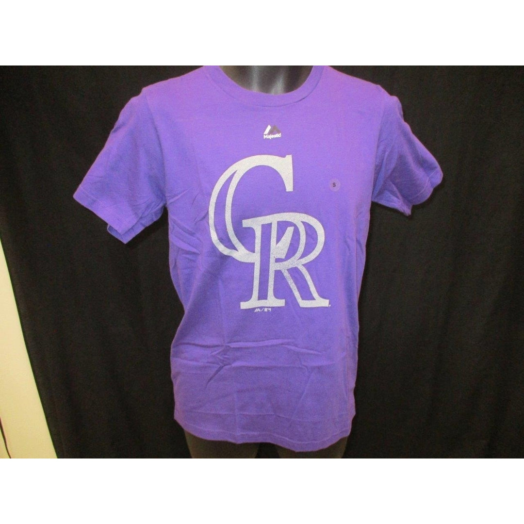 Colorado Rockies Mens Size S Small Purple Majestic Shirt Image 2