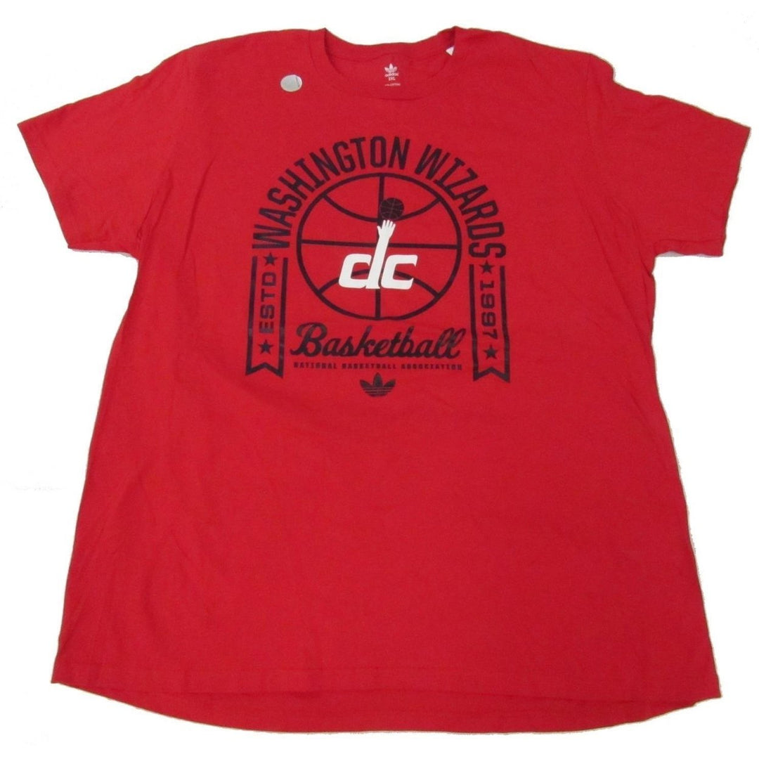 Washington Wizards DC Mens Size 2XL 2XLarge Red Adidas T-Shirt Image 1