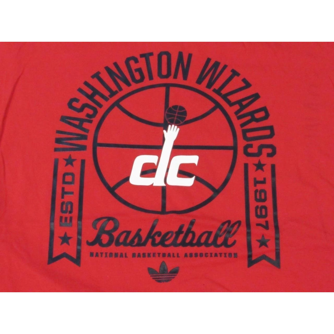 Washington Wizards DC Mens Size 2XL 2XLarge Red Adidas T-Shirt Image 3