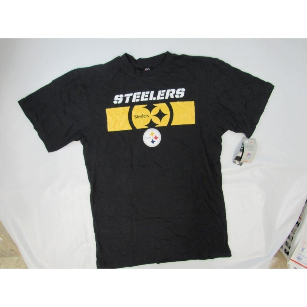 Pittsburgh Steelers Mens Size Medium M-Tall Majestic Black Shirt Image 2