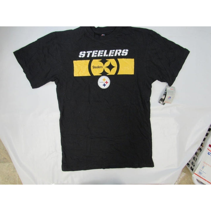 Pittsburgh Steelers Mens Size Medium M-Tall Majestic Black Shirt Image 6