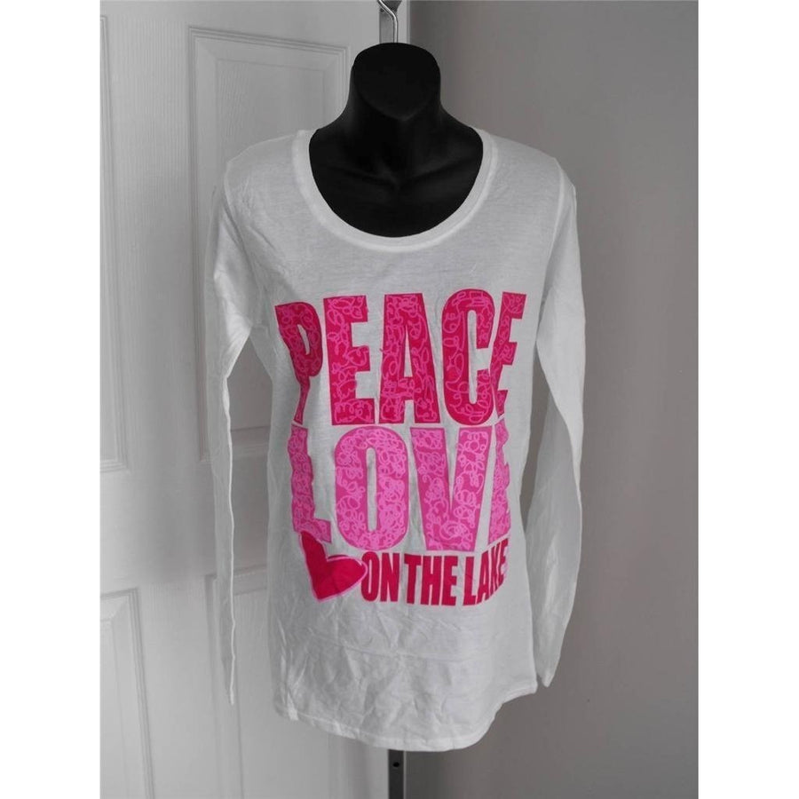 Peace Love on the Lake Women Size M Medium T-Shirt Image 1