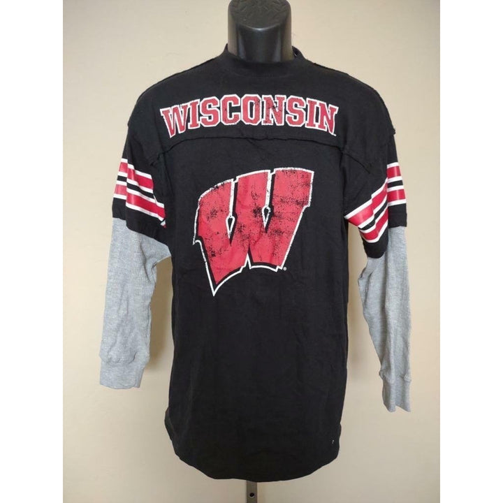 Wisconsin Badgers Mens Size M Medium Black Longsleeve Shirt Image 1