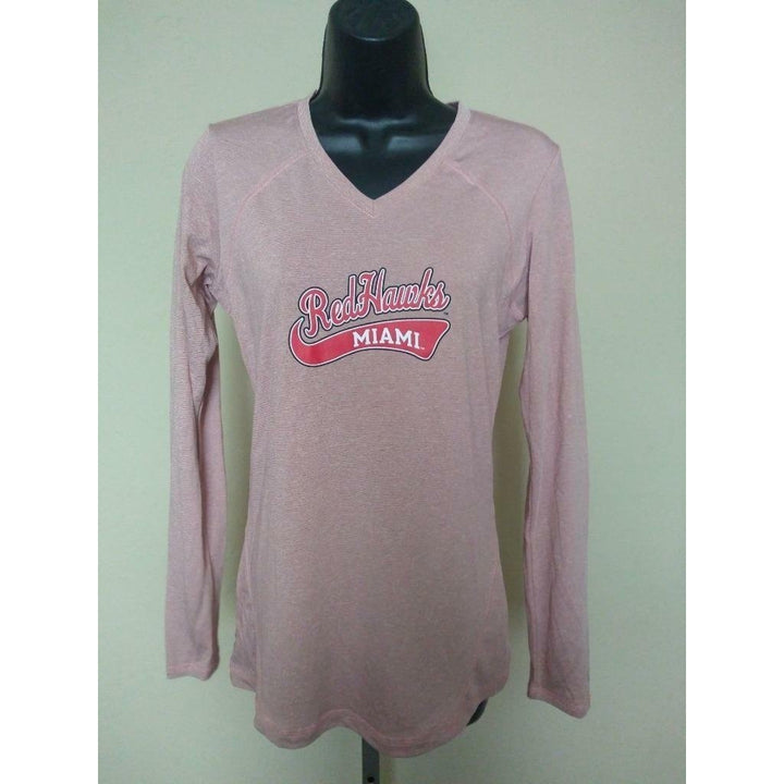 Miami Red Hawks Womens Size M Medium Russell Dri-Power Longsleeve Shirt Image 1