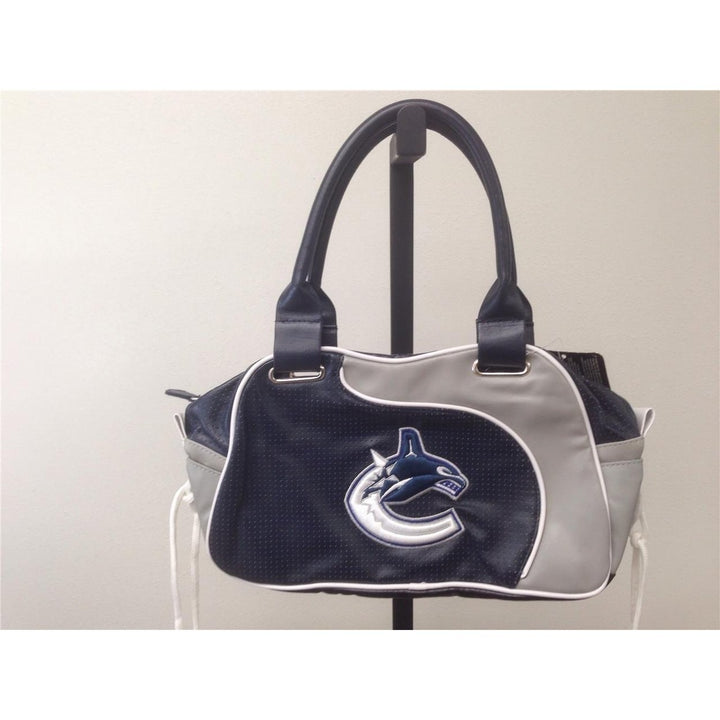 Vancouver Canucks NHL Womens Blue Gray Purse Hand Bag MSRP 30 Image 1