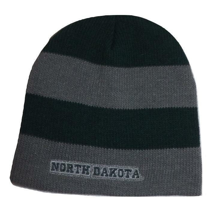 North Dakota Fighting Hawks Mens Size OSFA Green Gray Beanie Image 1