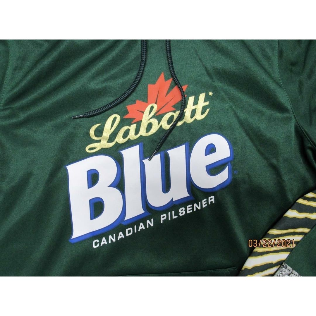 Labatt Blue Beer Pilsner Mens Size S Small Green Zubaz Performance Hoodie 40 Image 3