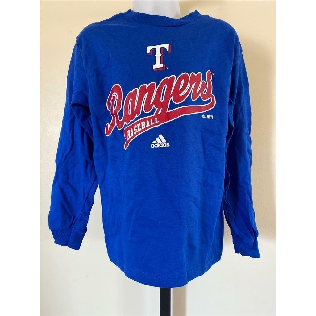 Texas Rangers Kids Size M Medium Blue Long Sleeve Shirt Image 1