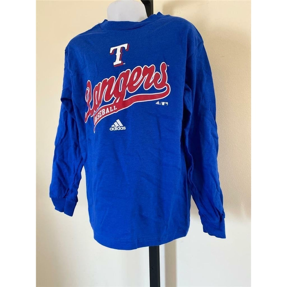 Texas Rangers Kids Size M Medium Blue Long Sleeve Shirt Image 2