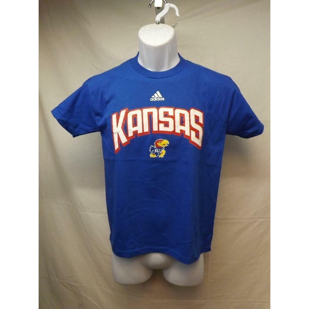 Kansas Jayhawks Adidas Youth Large L 14/16 Blue Shirt With Tag MSRP 20 Image 1