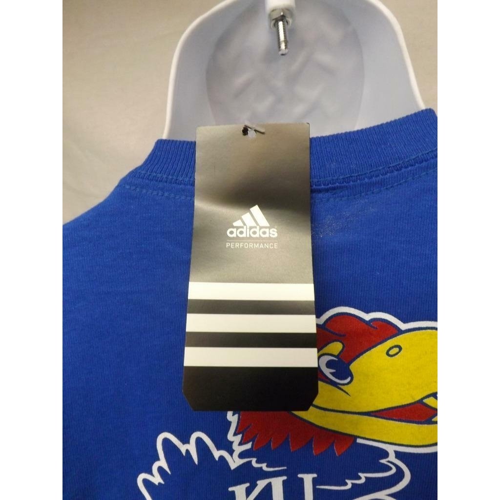 Kansas Jayhawks Adidas Youth Large L 14/16 Blue Shirt With Tag MSRP 20 Image 3