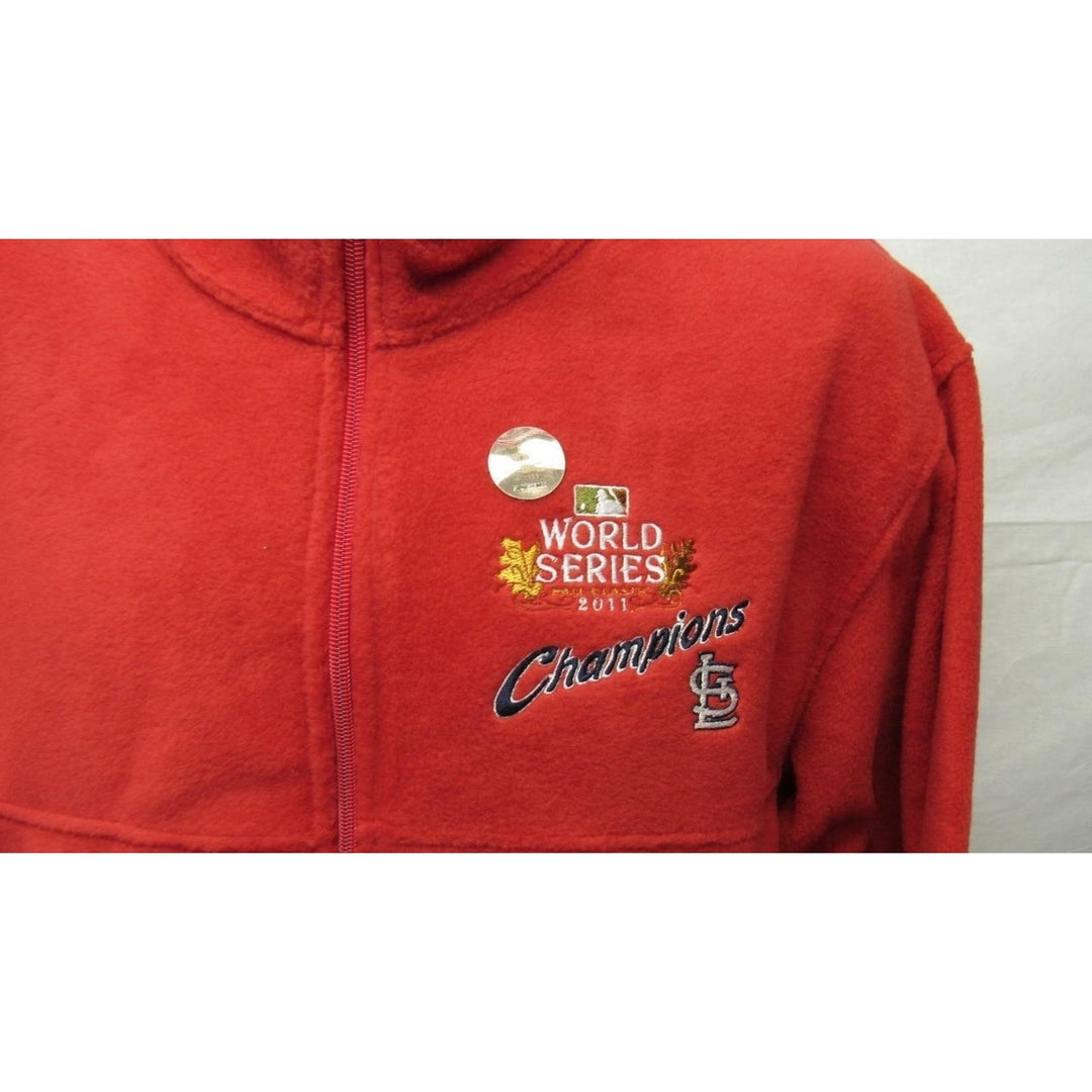 St. Louis Cardinals Mens Size L Large Red Full Zip Fleece Jacket Image 4