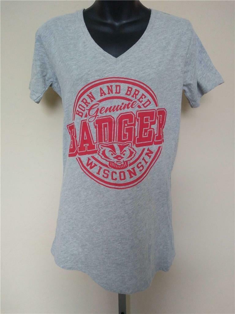 Wisconsin Badgers Womens Size L Large Gray Shirt Image 1