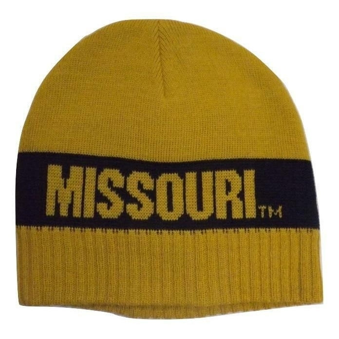 Missouri Tigers Mens Adult Size OSFA Yellow Beanie Hat Image 1