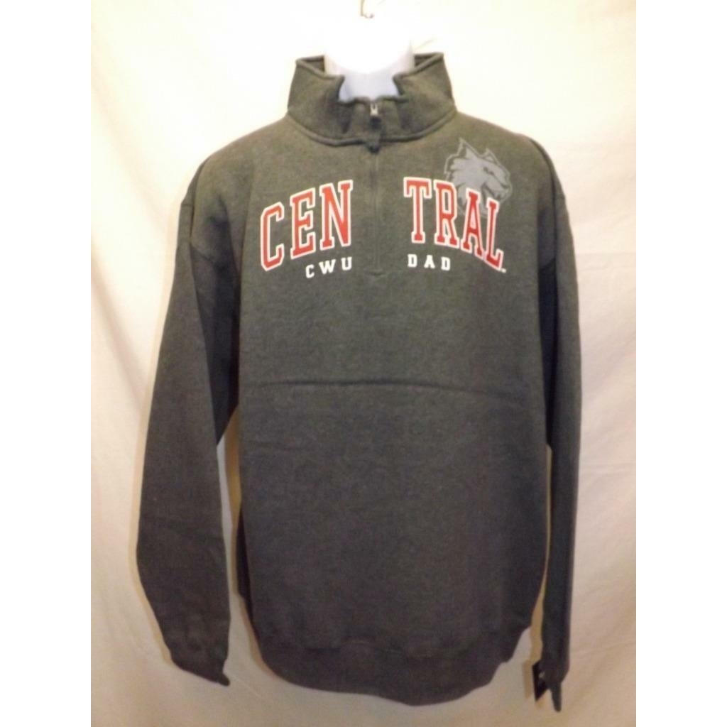 Central Washington Wildcats "Dad" Mens Size XL XLarge Gray 1/4 Zip Pullover Image 1