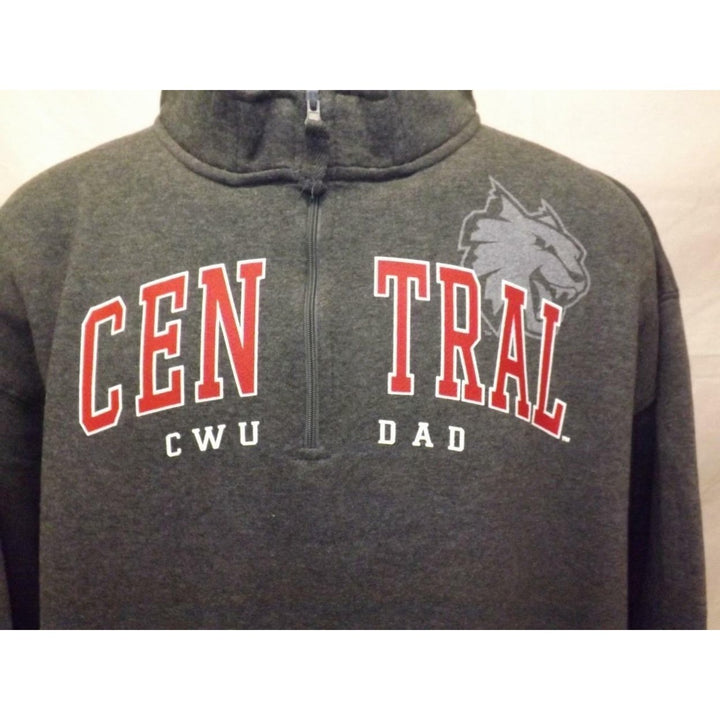 Central Washington Wildcats "Dad" Mens Size XL XLarge Gray 1/4 Zip Pullover Image 2