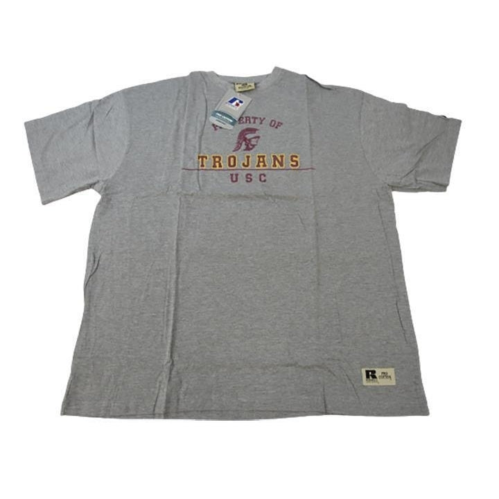 USC Southern California Trojans Mens Size 2XL Gray Distressed Russell Shirt Image 1