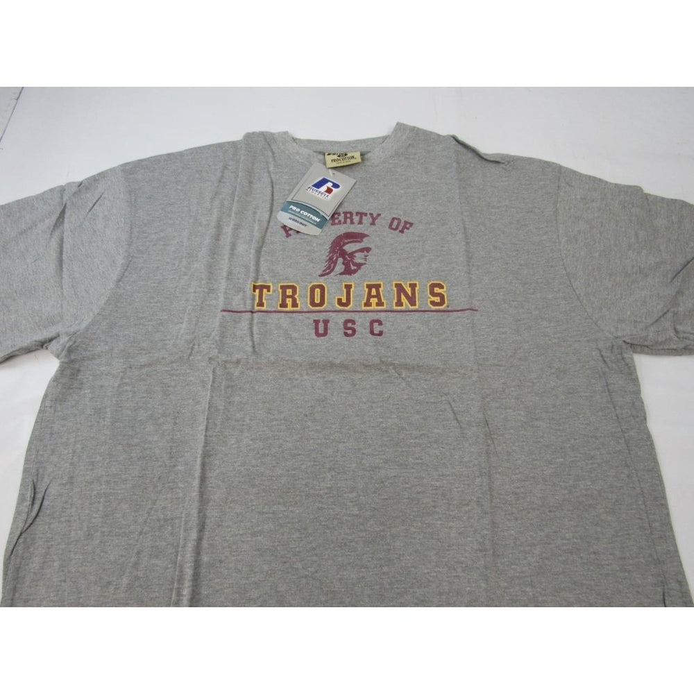 USC Southern California Trojans Mens Size 2XL Gray Distressed Russell Shirt Image 2