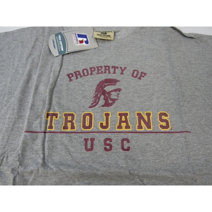 USC Southern California Trojans Mens Size 2XL Gray Distressed Russell Shirt Image 3