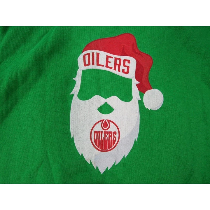 Edmonton Oilers Mens Size L Green Santa Hoodie Image 3